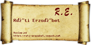 Réti Erzsébet névjegykártya